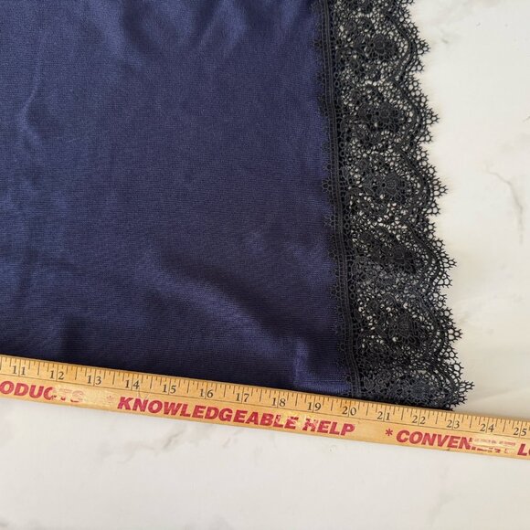 Zara Knit Wide Leg Crop Pant High Waist Blue Lace Trim Stretch Ankle Culottes S - Picture 8 of 11